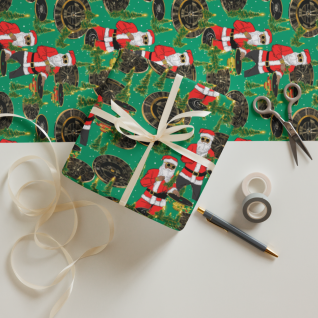 Green Santa Claus Flexing Wrapping paper sheets